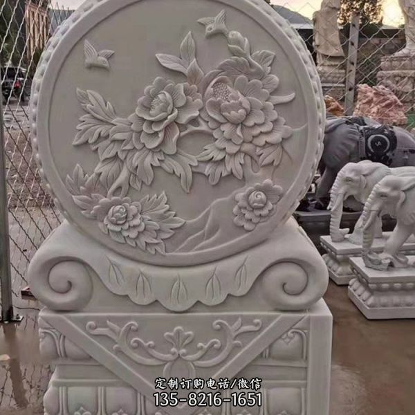 漢白玉雕刻石抱鼓庭院石鼓擺件一對（4）