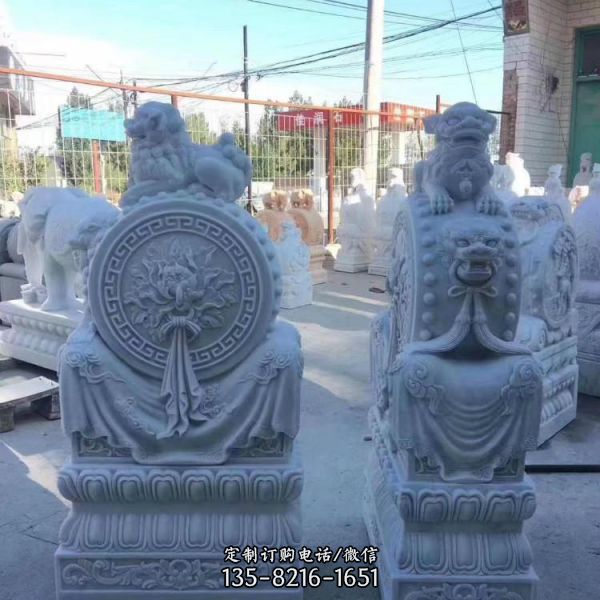 漢白玉雕刻石抱鼓庭院石鼓擺件一對（5）