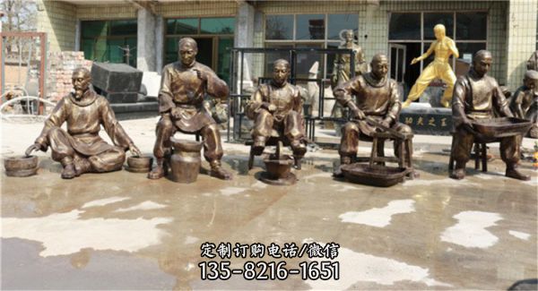 城市街頭玻璃鋼仿銅人物雕塑景觀小品（4）