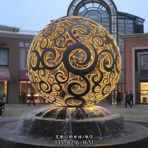 不銹鋼鏡面水景大型廣場地標雕塑（3）