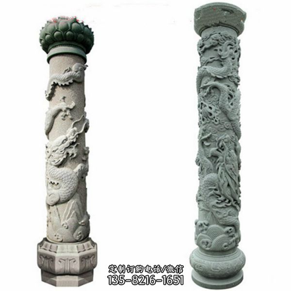 景區(qū)園林大理石手工雕刻龍柱（3）
