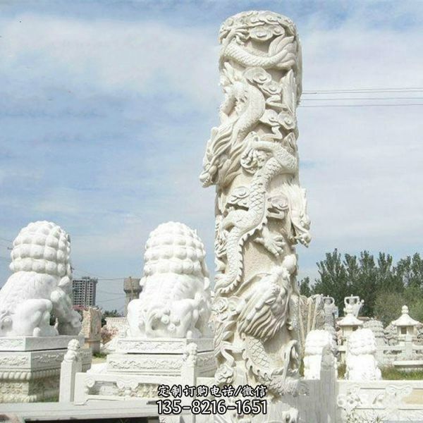 景區(qū)園林大理石手工雕刻龍柱（1）