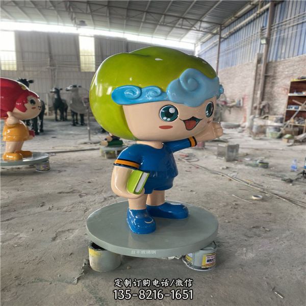 玻璃鋼公園卡童人物公仔雕塑擺件（4）