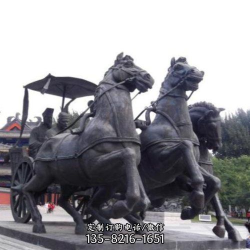 戶外景區玻璃鋼仿銅大型騎馬將軍雕塑（3）