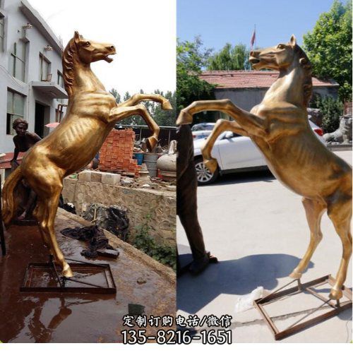 戶外景區玻璃鋼仿銅大型騎馬將軍雕塑（2）