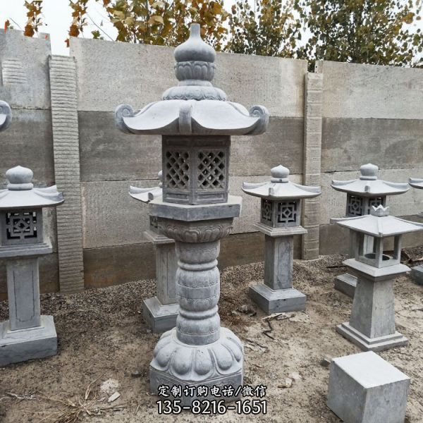 公園草坪燈中式庭院造景裝飾擺件大理石石燈雕塑（7）