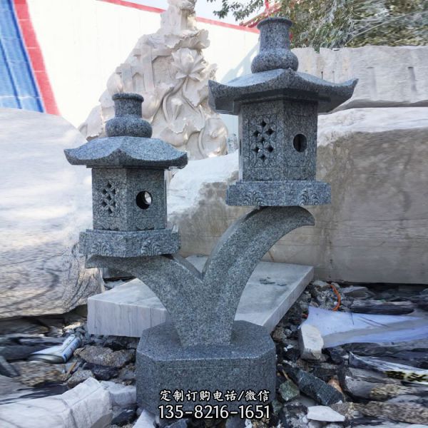 公園草坪燈中式庭院造景裝飾擺件大理石石燈雕塑（8）
