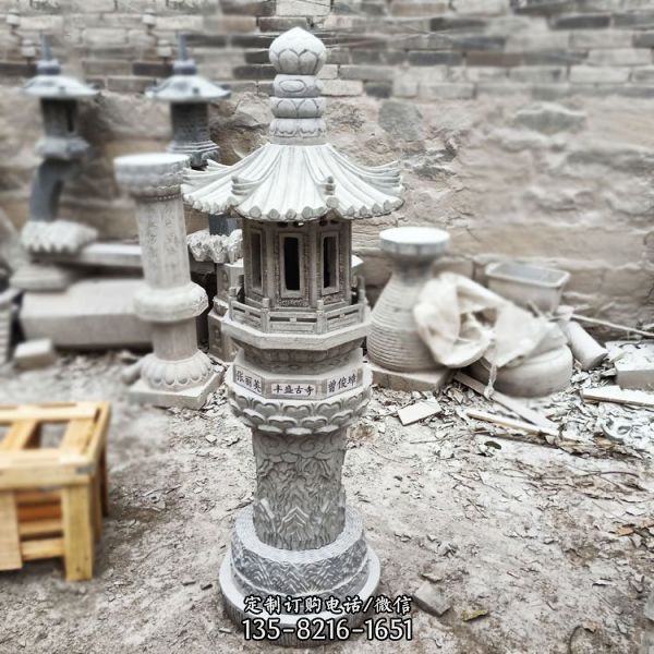 公園草坪燈中式庭院造景裝飾擺件大理石石燈雕塑（6）