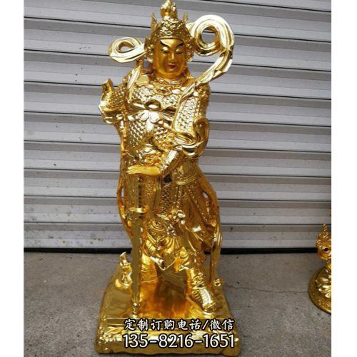 景區寺院擺放大型彩繪銅關公神像擺件