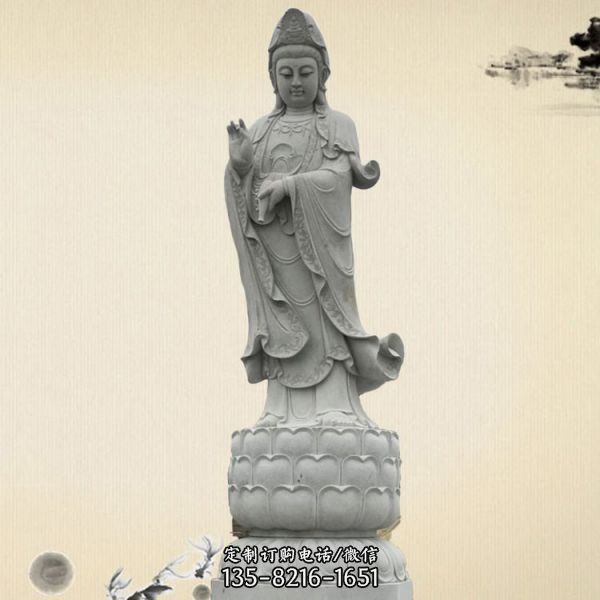 寺廟供奉人物雕塑觀音菩薩 花崗巖寺院石像擺件（3）
