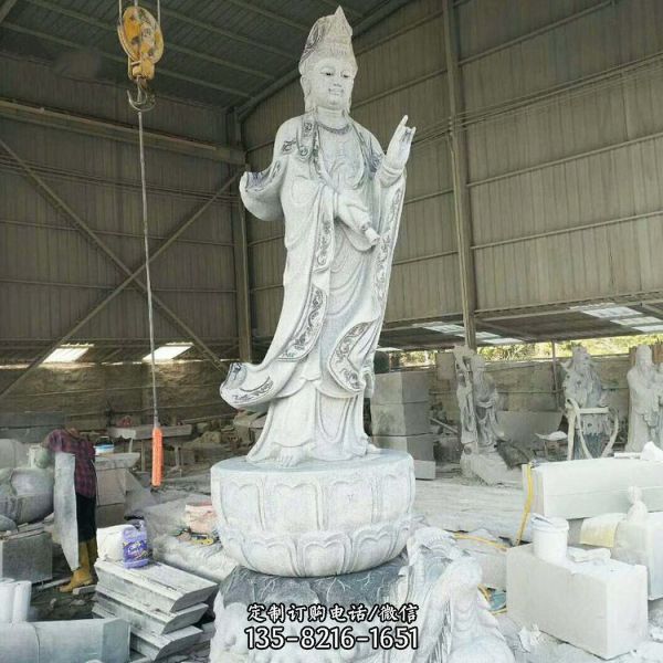 寺廟供奉人物雕塑觀音菩薩 花崗巖寺院石像擺件（5）