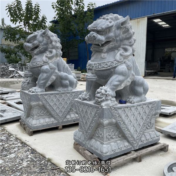 青石大獅子，2米5高大門鎮(zhèn)宅石雕獅子