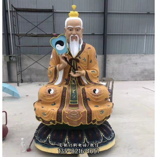 寺廟供奉神佛玻璃鋼彩繪大型景觀三清祖師雕塑（1）
