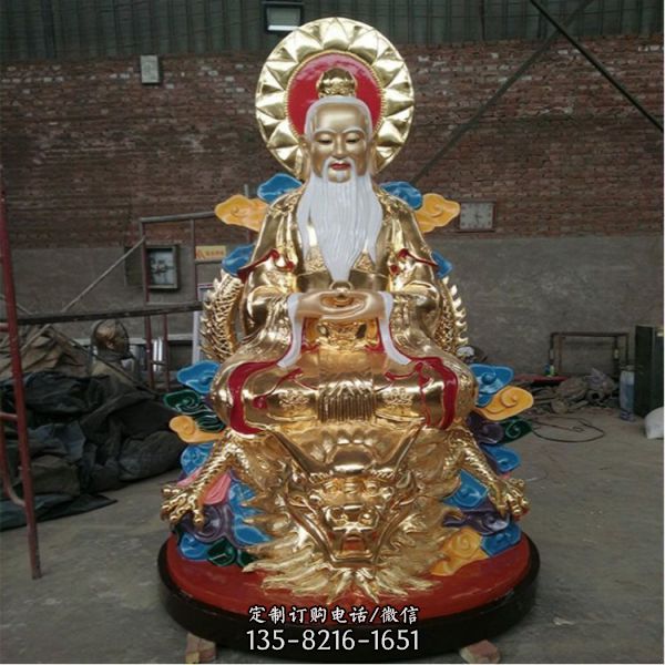 寺廟供奉神佛玻璃鋼彩繪大型景觀三清祖師雕塑（3）