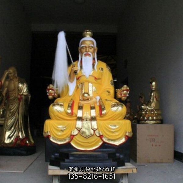 寺廟供奉神佛玻璃鋼彩繪大型景觀三清祖師雕塑（6）