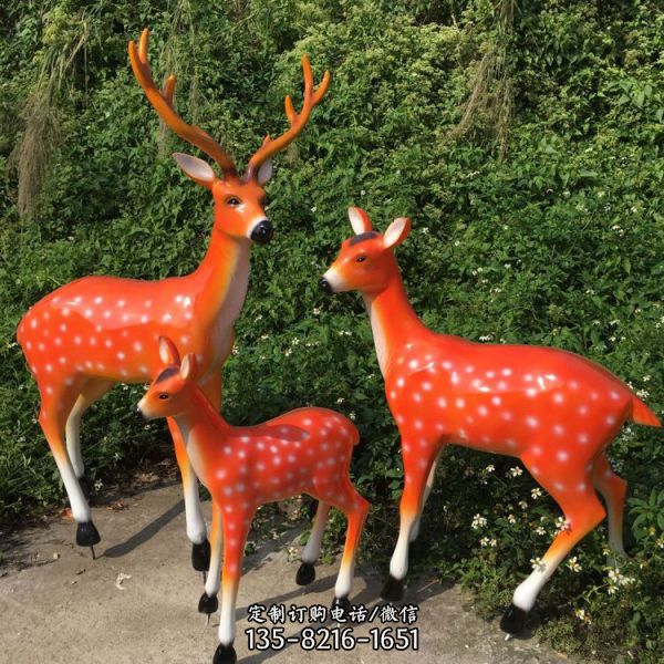  仿真動物玻璃鋼梅花鹿雕塑戶外公園裝飾品擺件（2）