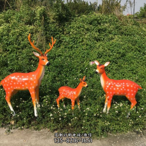  仿真動物玻璃鋼梅花鹿雕塑戶外公園裝飾品擺件（5）