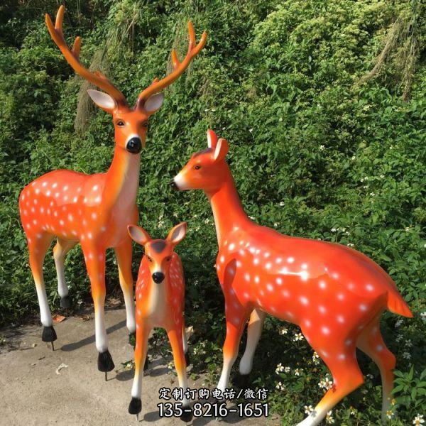  仿真動物玻璃鋼梅花鹿雕塑戶外公園裝飾品擺件（4）