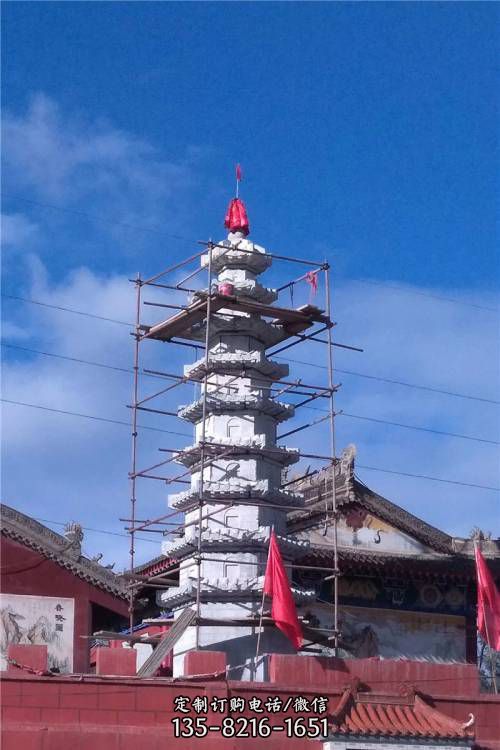 寺廟寶塔供奉擺件仿古中式石雕佛塔雕塑（5）