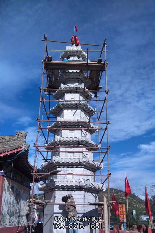 寺廟寶塔供奉擺件仿古中式石雕佛塔雕塑（1）