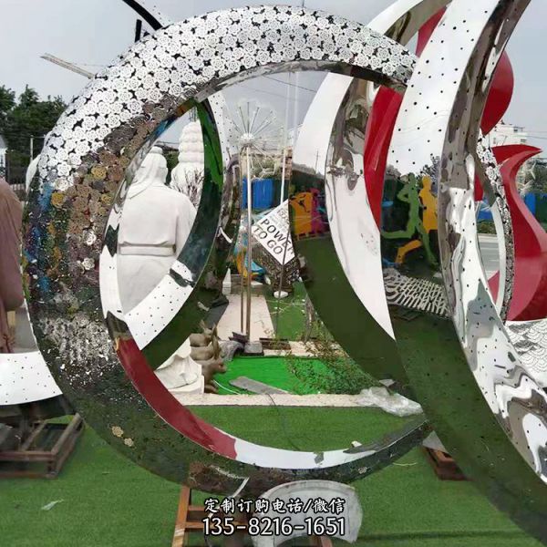 不銹鋼發光月亮房地產水景雕塑（4）