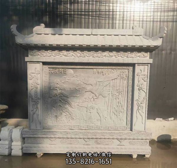 大理石壁畫擺件青石福壽浮雕屏風 石雕影壁雕塑 （2）
