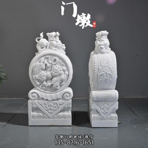 漢白玉青石別墅庭院門口大象門墩抱鼓石（1）