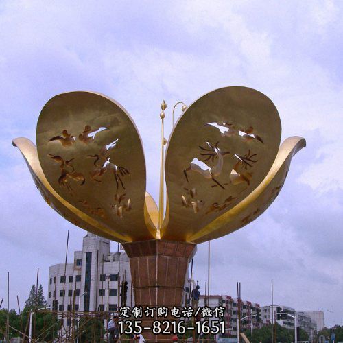 戶外廣場大型不銹鋼花朵雕塑