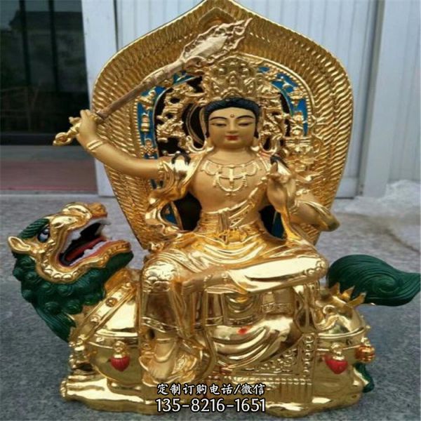 寺院文殊普賢菩薩銅雕擺件 