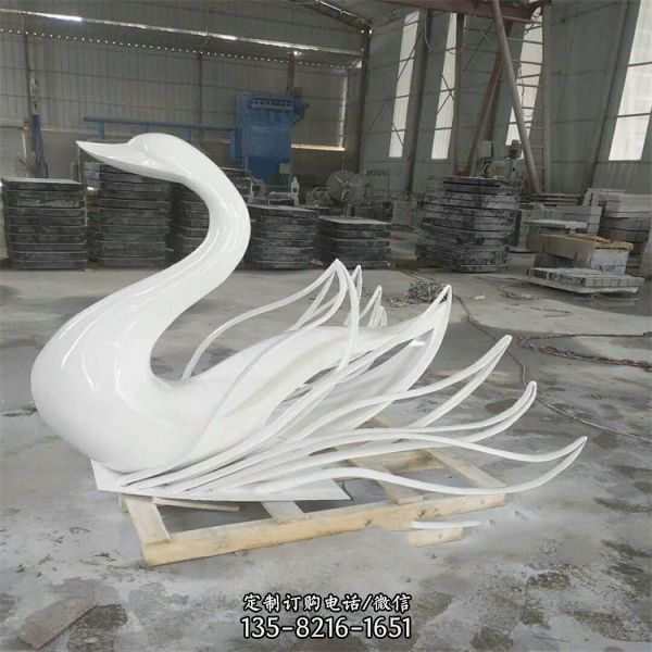 廣場不銹鋼鏤空天鵝動物雕塑 （1）