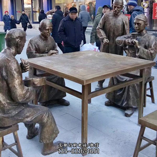 城市步行街玻璃鋼仿銅民俗人物景觀雕塑擺件（5）