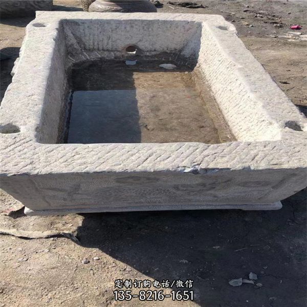 庭院仿古做舊大理石石雕浮雕石槽雕塑（5）