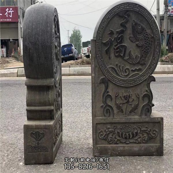 仿古做舊一對庭院門口大型抱鼓石雕塑