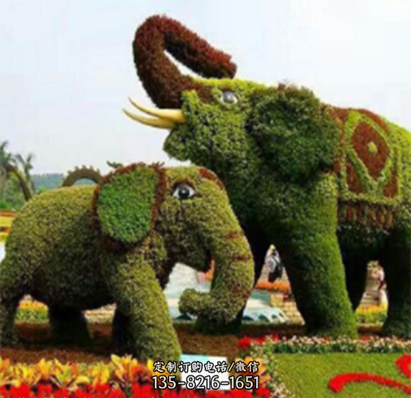 城市廣場(chǎng)擺放動(dòng)植物仿真綠雕工藝景觀雕塑 （4）