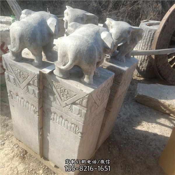 庭院園林別墅花崗巖老舊石材花缽抱鼓石（7）
