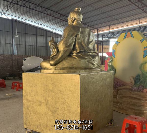 學(xué)院擺放玻璃鋼仿銅教育家孔子人物雕塑（5）