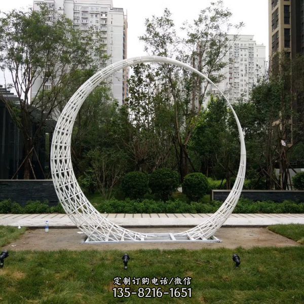 售樓部酒店不銹鋼鏤空月亮雕塑 （1）