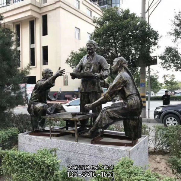 廣場擺放玻璃鋼仿銅民俗人物雕塑（4）