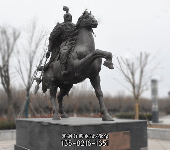 玻璃鋼英雄騎馬人物雕塑大型廣場古代蒙古將軍馬模型射箭銅雕（2）