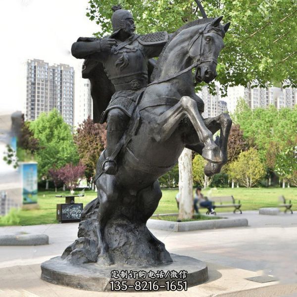 玻璃鋼英雄騎馬人物雕塑大型廣場古代蒙古將軍馬模型射箭銅雕（4）