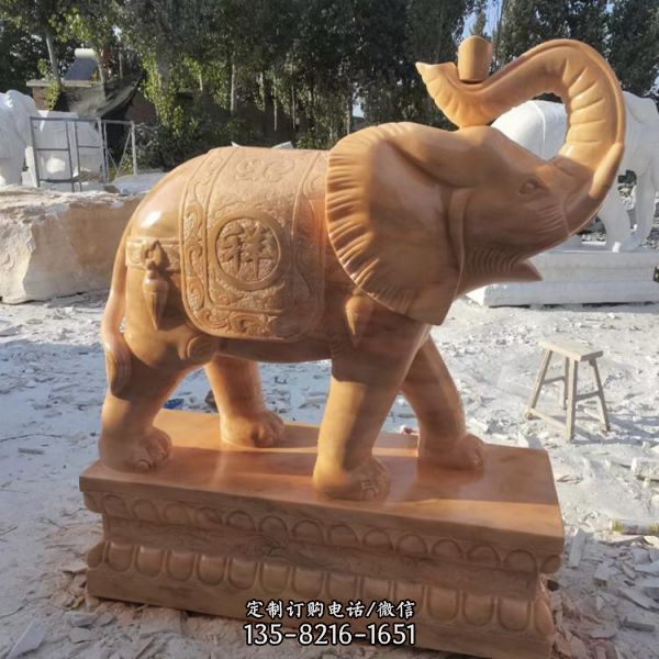石雕別墅招財辟邪瑞獸石大象動物雕塑（1）