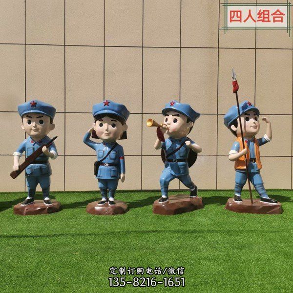 景區(qū)玻璃鋼卡通小八路雕塑（1）