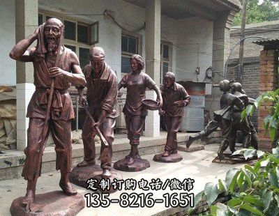 商業街玻璃鋼農耕文化人物仿銅雕塑（5）