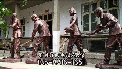 商業街玻璃鋼農耕文化人物仿銅雕塑（2）