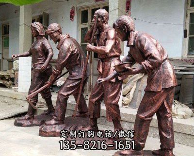 商業街玻璃鋼農耕文化人物仿銅雕塑（1）