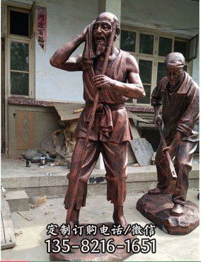 商業街玻璃鋼農耕文化人物仿銅雕塑（3）
