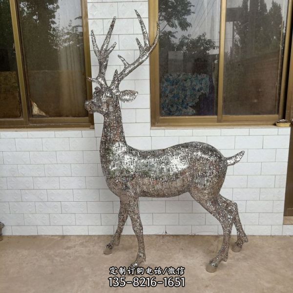 大型不銹鋼鏤空梅花鹿動物雕塑城市售樓處（4）