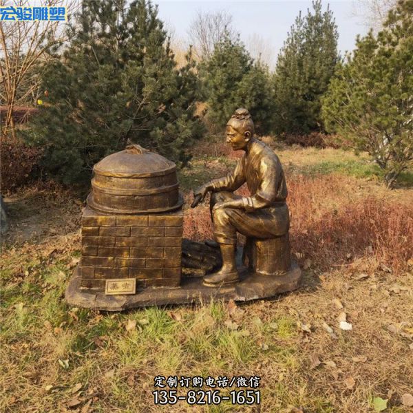 公園廣場擺放玻璃鋼仿銅農(nóng)耕人物雕塑（2）