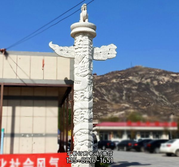 廣場裝飾擺放漢白玉龍柱雕塑（2）