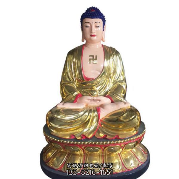 寺院擺放玻璃鋼鎏金三寶佛祖神像（4）
